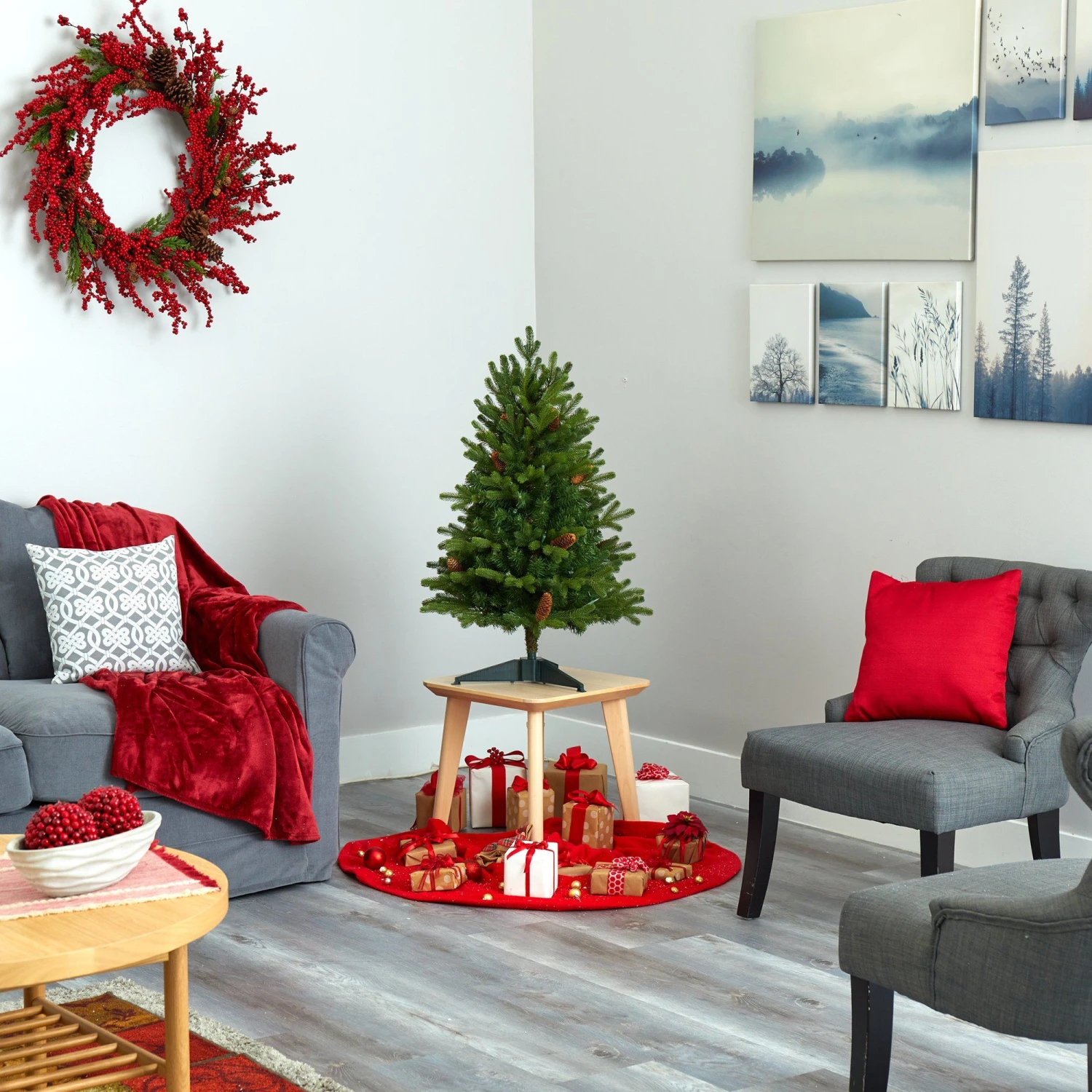 3’ Yukon Mountain Fir Artificial Christmas Tree With 50 Clear Lights And Pine Cones 7 3’ Yukon Mountain Fir Artificial Christmas Tree With 50 Clear Lights And Pine Cones - Image 7