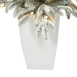 3.5’ Flocked Manchester Spruce Artificial Christmas Tree With 50 Lights And 133 Bendable Branches In Metal Planter -Cheap Artificial Trees Store artificial 35 flocked manchester spruce artificial christmas tree with 50 lights and 133 bendable branches in metal planter nearly natural 144314