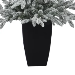 3.5’ Flocked Manchester Spruce Artificial Christmas Tree With 50 Lights And 133 Bendable Branches In Metal Planter -Cheap Artificial Trees Store artificial 35 flocked manchester spruce artificial christmas tree with 50 lights and 133 bendable branches in metal planter nearly natural 160439