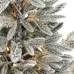 3.5’ Flocked Manchester Spruce Artificial Christmas Tree With 50 Lights And 133 Bendable Branches In Metal Planter -Cheap Artificial Trees Store artificial 35 flocked manchester spruce artificial christmas tree with 50 lights and 133 bendable branches in metal planter nearly natural 370905