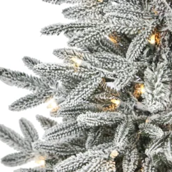 3.5’ Flocked Manchester Spruce Artificial Christmas Tree With 50 Lights And 133 Bendable Branches In Metal Planter -Cheap Artificial Trees Store artificial 35 flocked manchester spruce artificial christmas tree with 50 lights and 133 bendable branches in metal planter nearly natural 806413