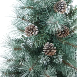 3.5’ Frosted Tip British Columbia Mountain Pine Artificial Christmas Tree -Cheap Artificial Trees Store artificial 35 frosted tip british columbia mountain pine artificial christmas tree with 50 clear lights pine cones and 112 bendable branches in metal planter in gray plan 474861