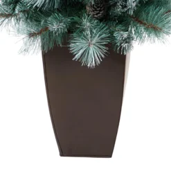 3.5’ Frosted Tip British Columbia Mountain Pine Artificial Christmas Tree With 50 Clear Lights, Pine Cones And 112 Bendable Branches In Metal Planter 17 3.5’ Frosted Tip British Columbia Mountain Pine Artificial Christmas Tree With 50 Clear Lights, Pine Cones And 112 Bendable Branches In Metal Planter -Cheap Artificial Trees Store artificial 35 frosted tip british columbia mountain pine artificial christmas tree with 50 clear lights pine cones and 112 bendable branches in metal planter nearly natur 139269