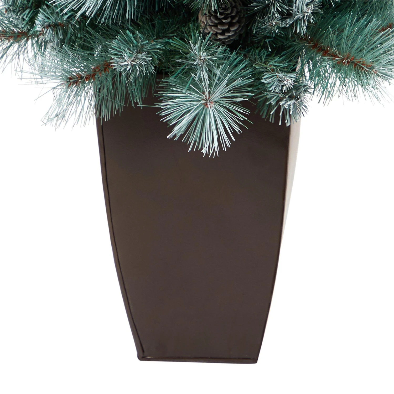 3.5’ Frosted Tip British Columbia Mountain Pine Artificial Christmas Tree With 50 Clear Lights, Pine Cones And 112 Bendable Branches In Metal Planter 6 3.5’ Frosted Tip British Columbia Mountain Pine Artificial Christmas Tree With 50 Clear Lights, Pine Cones And 112 Bendable Branches In Metal Planter - Image 6
