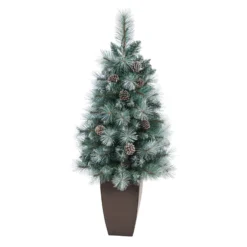 3.5’ Frosted Tip British Columbia Mountain Pine Artificial Christmas Tree With 50 Clear Lights, Pine Cones And 112 Bendable Branches In Metal Planter 14 3.5’ Frosted Tip British Columbia Mountain Pine Artificial Christmas Tree With 50 Clear Lights, Pine Cones And 112 Bendable Branches In Metal Planter -Cheap Artificial Trees Store artificial 35 frosted tip british columbia mountain pine artificial christmas tree with 50 clear lights pine cones and 112 bendable branches in metal planter nearly natur 537631