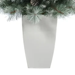 3.5’ Frosted Tip British Columbia Mountain Pine Artificial Christmas Tree With 50 Clear Lights, Pine Cones And 112 Bendable Branches In Metal Planter 23 3.5’ Frosted Tip British Columbia Mountain Pine Artificial Christmas Tree With 50 Clear Lights, Pine Cones And 112 Bendable Branches In Metal Planter -Cheap Artificial Trees Store artificial 35 frosted tip british columbia mountain pine artificial christmas tree with 50 clear lights pine cones and 112 bendable branches in metal planter nearly natur 946882