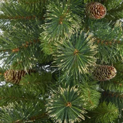 3.5’ Golden Tip Washington Pine Artificial Christmas Tree With 50 Clear Lights, Pine Cones And 148 Bendable Branches In Black Metal Planter -Cheap Artificial Trees Store artificial 35 golden tip washington pine artificial christmas tree with 50 clear lights pine cones and 148 bendable branches in black metal planter nearly natural 765692