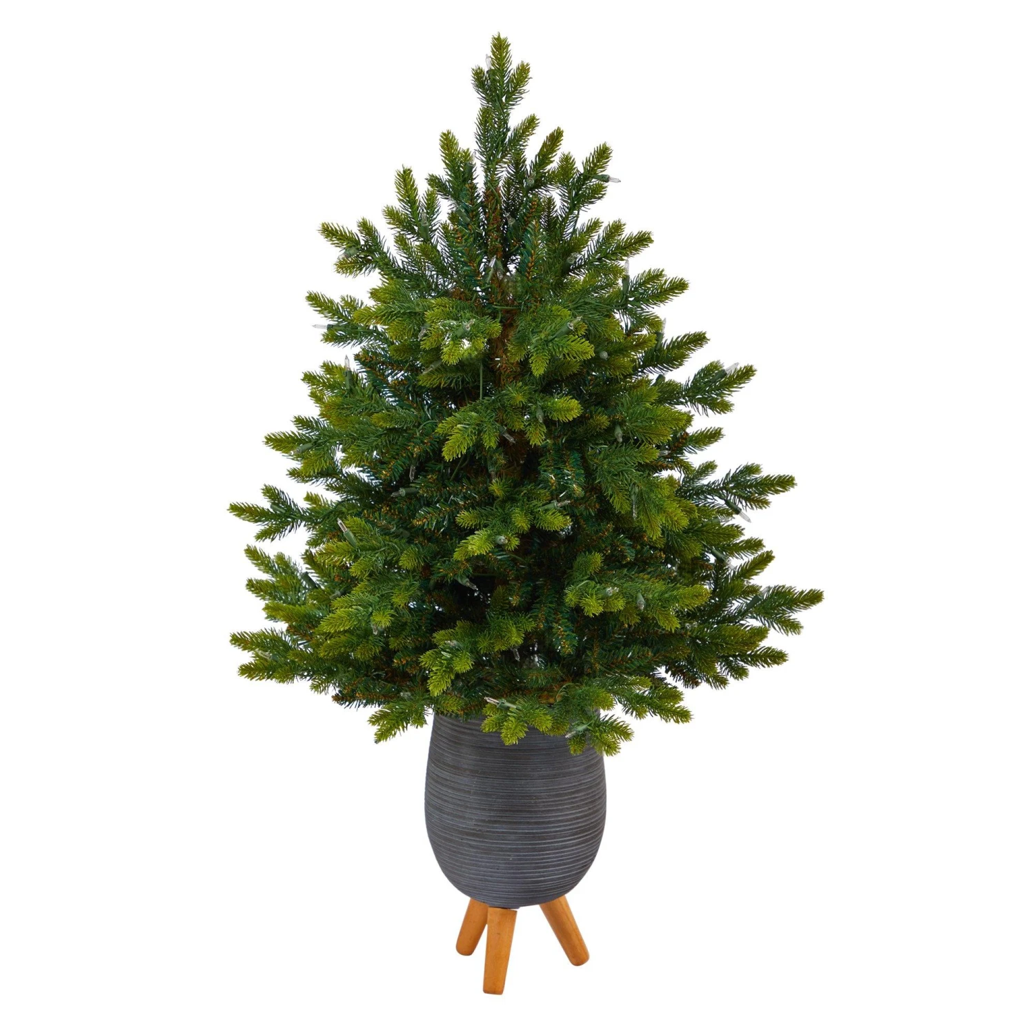 3.5’ North Carolina Fir Artificial Christmas Tree With 150 Clear Lights And 563 Bendable Branches In Gray Planter With Stand 3 3.5’ North Carolina Fir Artificial Christmas Tree With 150 Clear Lights And 563 Bendable Branches In Gray Planter With Stand - Image 3