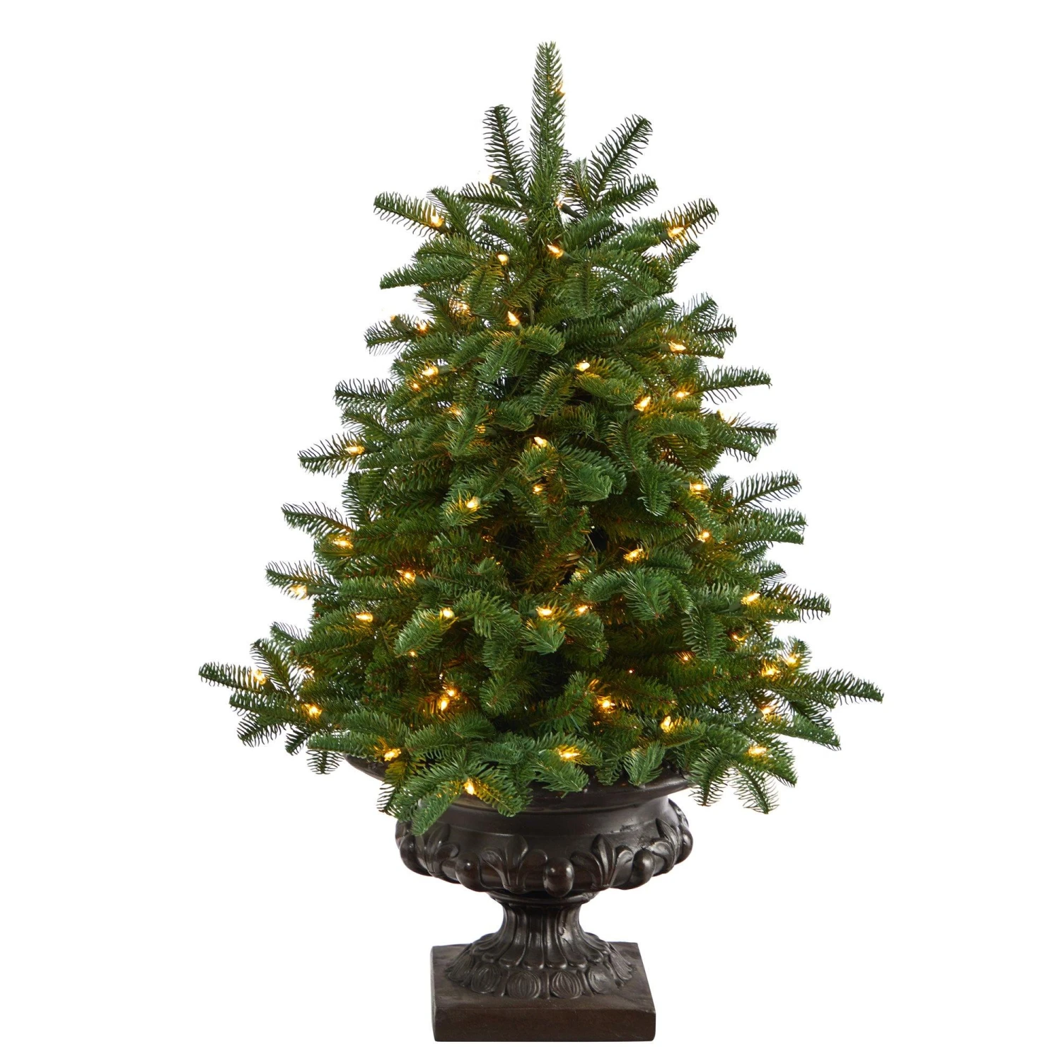3.5’ South Carolina Spruce Artificial Christmas Tree With 100 White Warm Light And 458 Bendable Branches In Iron Colored Urn 1 3.5’ South Carolina Spruce Artificial Christmas Tree With 100 White Warm Light And 458 Bendable Branches In Iron Colored Urn