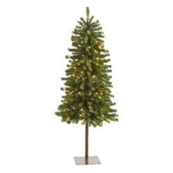 4' Alpine Artificial Christmas Tree With 100 Lights And 260 Bendable Branches