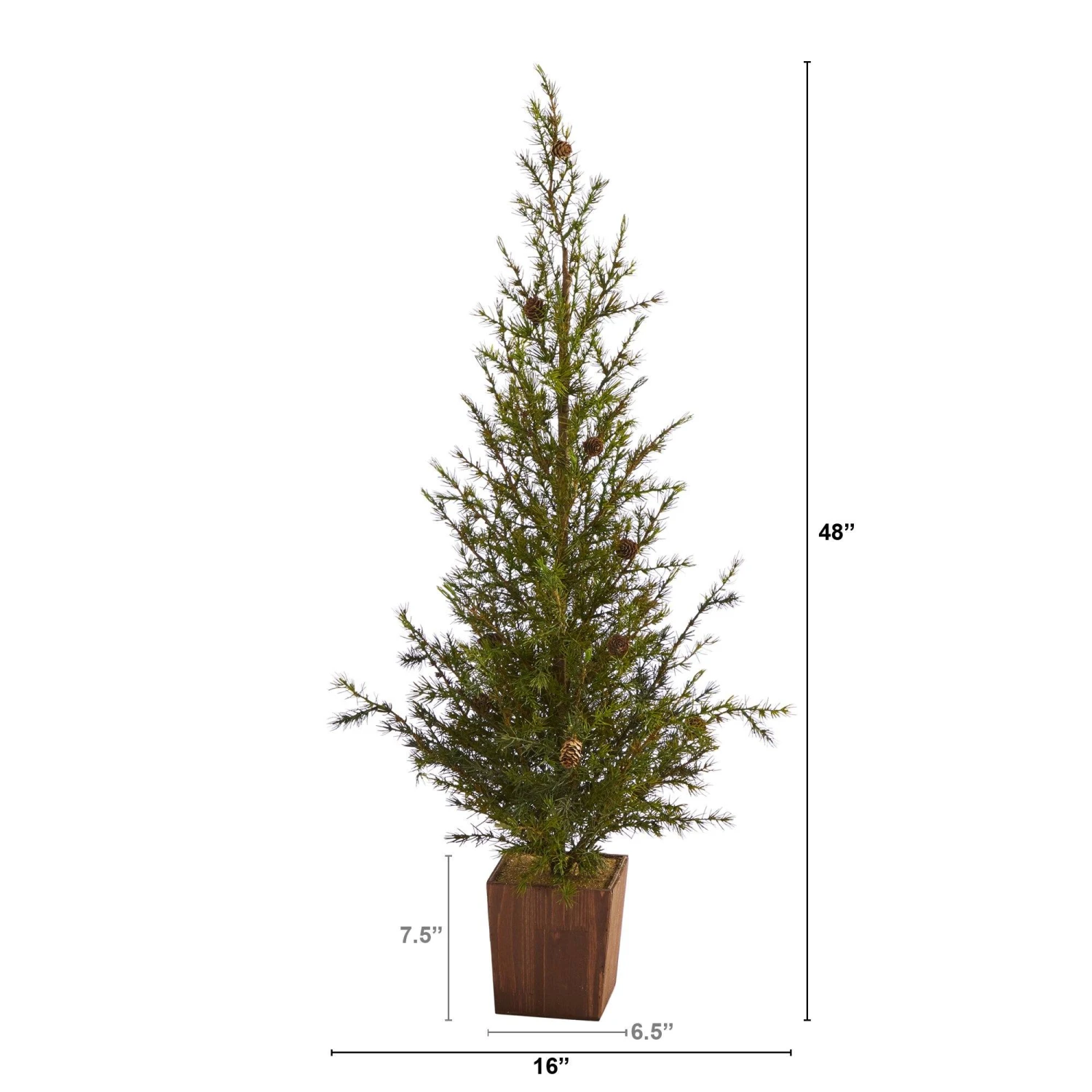 4’ Alpine “Natural Look” Artificial Christmas Tree In Wood Planter With Pine Cones 2 4’ Alpine “Natural Look” Artificial Christmas Tree In Wood Planter With Pine Cones - Image 2