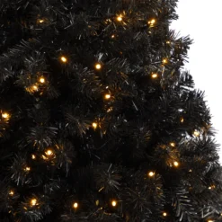 4’ Black Artificial Christmas Tree With 170 Clear LED Lights -Cheap Artificial Trees Store artificial 4 black artificial christmas tree with 170 clear led lights nearly natural 186308