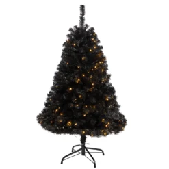 4’ Black Artificial Christmas Tree With 170 Clear LED Lights