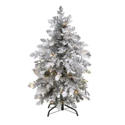 4' Flocked Montana Down Swept Spruce Artificial Christmas Tree With 70 Clear LED Lights