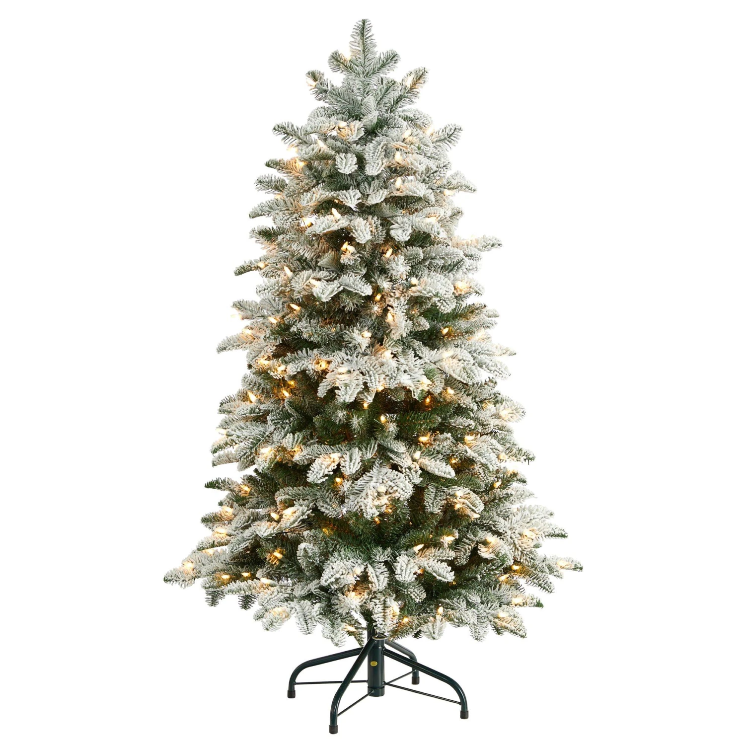 4’ Flocked North Carolina Fir Christmas Tree With 250 Warm White Lights And 779 Bendable Branches 1 4’ Flocked North Carolina Fir Christmas Tree With 250 Warm White Lights And 779 Bendable Branches