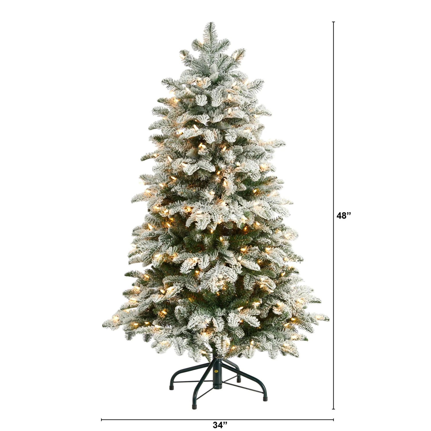 4’ Flocked North Carolina Fir Christmas Tree With 250 Warm White Lights And 779 Bendable Branches 2 4’ Flocked North Carolina Fir Christmas Tree With 250 Warm White Lights And 779 Bendable Branches - Image 2