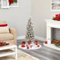 4’ Flocked Pencil Artificial Christmas Tree With 100 Clear Lights And 216 Bendable Branches 9 4’ Flocked Pencil Artificial Christmas Tree With 100 Clear Lights And 216 Bendable Branches -Cheap Artificial Trees Store artificial 4 flocked pencil artificial christmas tree with 100 clear lights and 216 bendable branches nearly natural 222241