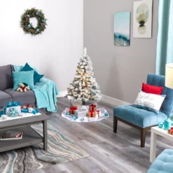 4' Flocked Rock Springs Spruce Artificial Christmas Tree With 100 Clear LED Lights -Cheap Artificial Trees Store artificial 4 flocked rock springs spruce artificial christmas tree with 100 clear led lights nearly natural 291491