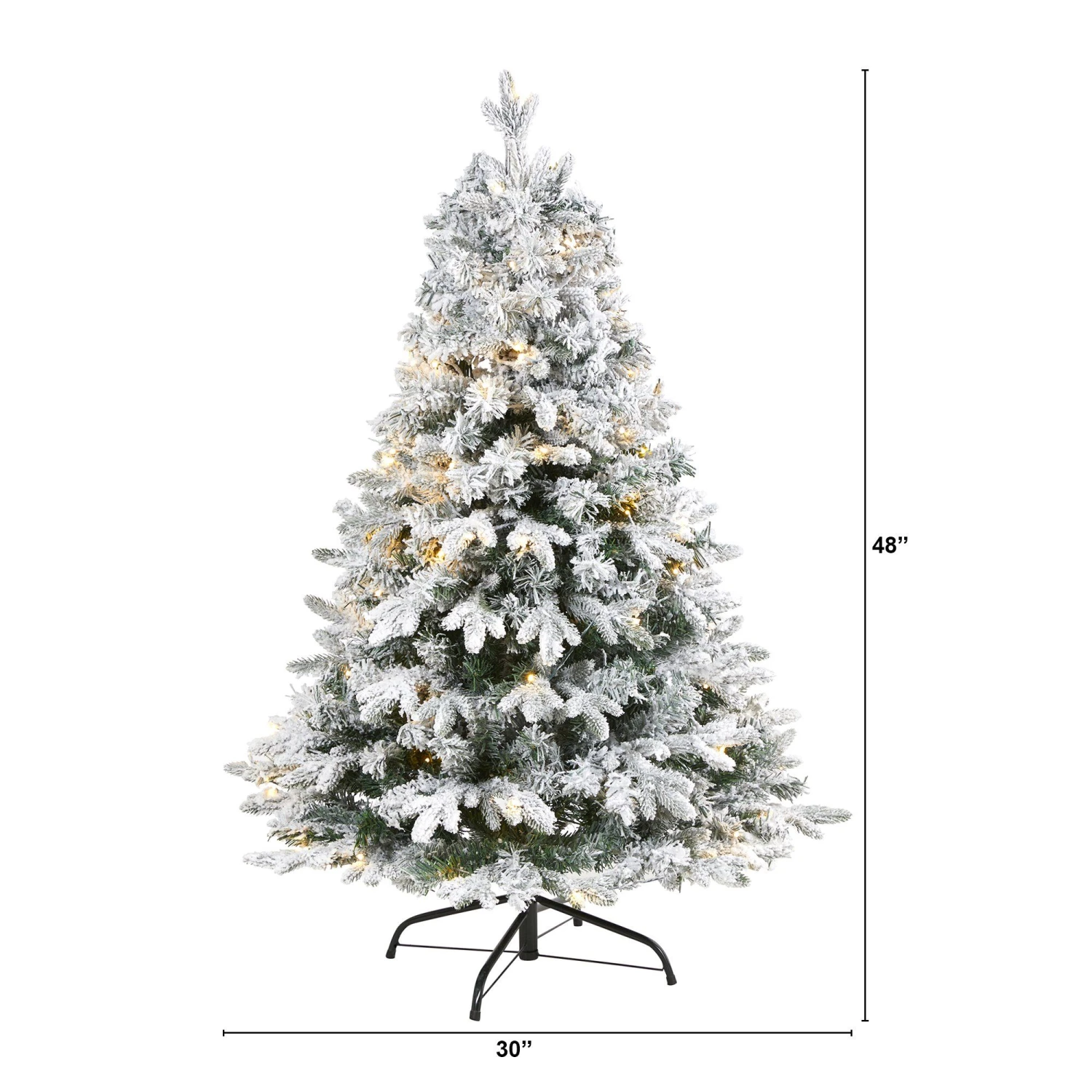 4' Flocked Vermont Mixed Pine Artificial Christmas Tree With 100 Clear LED Lights 2 4' Flocked Vermont Mixed Pine Artificial Christmas Tree With 100 Clear LED Lights - Image 2