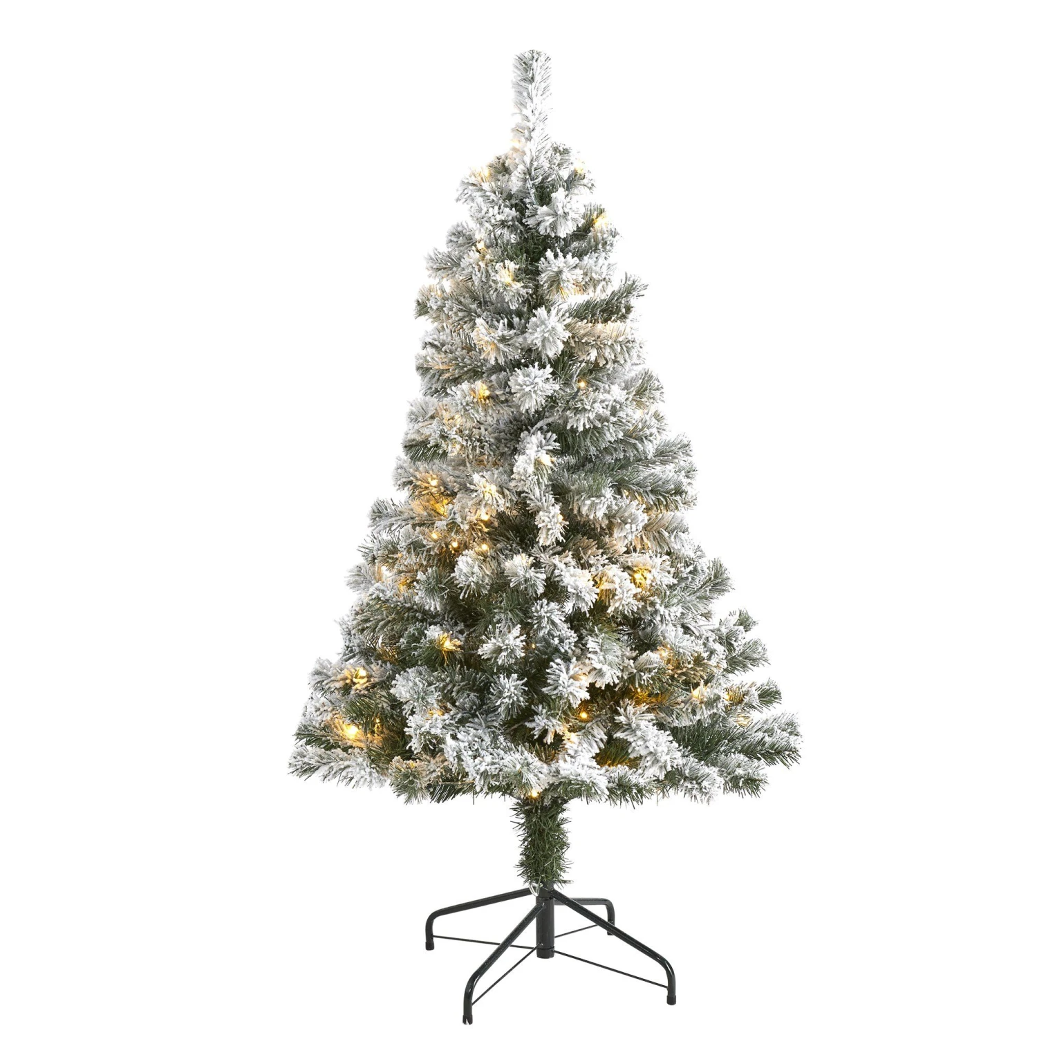 4' Flocked West Virginia Fir Artificial Christmas Tree With 100 Clear LED Lights 1 4' Flocked West Virginia Fir Artificial Christmas Tree With 100 Clear LED Lights