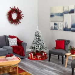 4' Flocked White River Mountain Pine Artificial Christmas Tree With Pinecones -Cheap Artificial Trees Store artificial 4 flocked white river mountain pine artificial christmas tree with pinecones nearly natural 350894