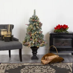 4’ Frosted Pine, Pinecone And Berries Artificial Christmas Tree With 100 Clear LED Lights In Decorative Urn 11 4’ Frosted Pine, Pinecone And Berries Artificial Christmas Tree With 100 Clear LED Lights In Decorative Urn -Cheap Artificial Trees Store artificial 4 frosted pine pinecone and berries artificial christmas tree with 100 clear led lights in decorative urn nearly natural 568521