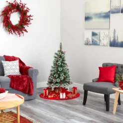 4’ Frosted Swiss Pine Artificial Christmas Tree With 100 Clear LED Lights And Berries 13 4’ Frosted Swiss Pine Artificial Christmas Tree With 100 Clear LED Lights And Berries -Cheap Artificial Trees Store artificial 4 frosted swiss pine artificial christmas tree with 100 clear led lights and berries nearly natural 845478