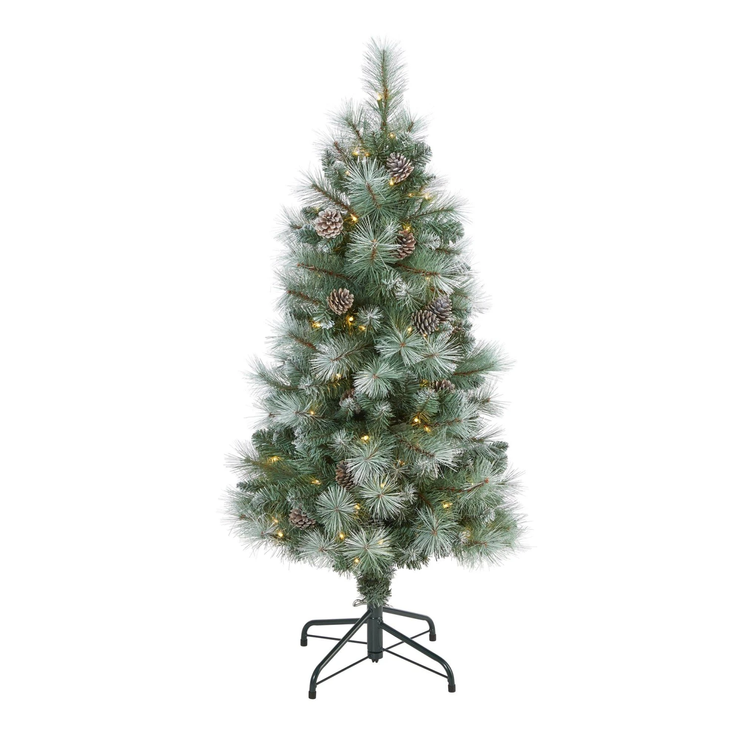 4’ Frosted Tip British Columbia Mountain Pine Artificial Christmas Tree With 100 Clear Lights, Pine Cones And 228 Bendable Branches 1 4’ Frosted Tip British Columbia Mountain Pine Artificial Christmas Tree With 100 Clear Lights, Pine Cones And 228 Bendable Branches