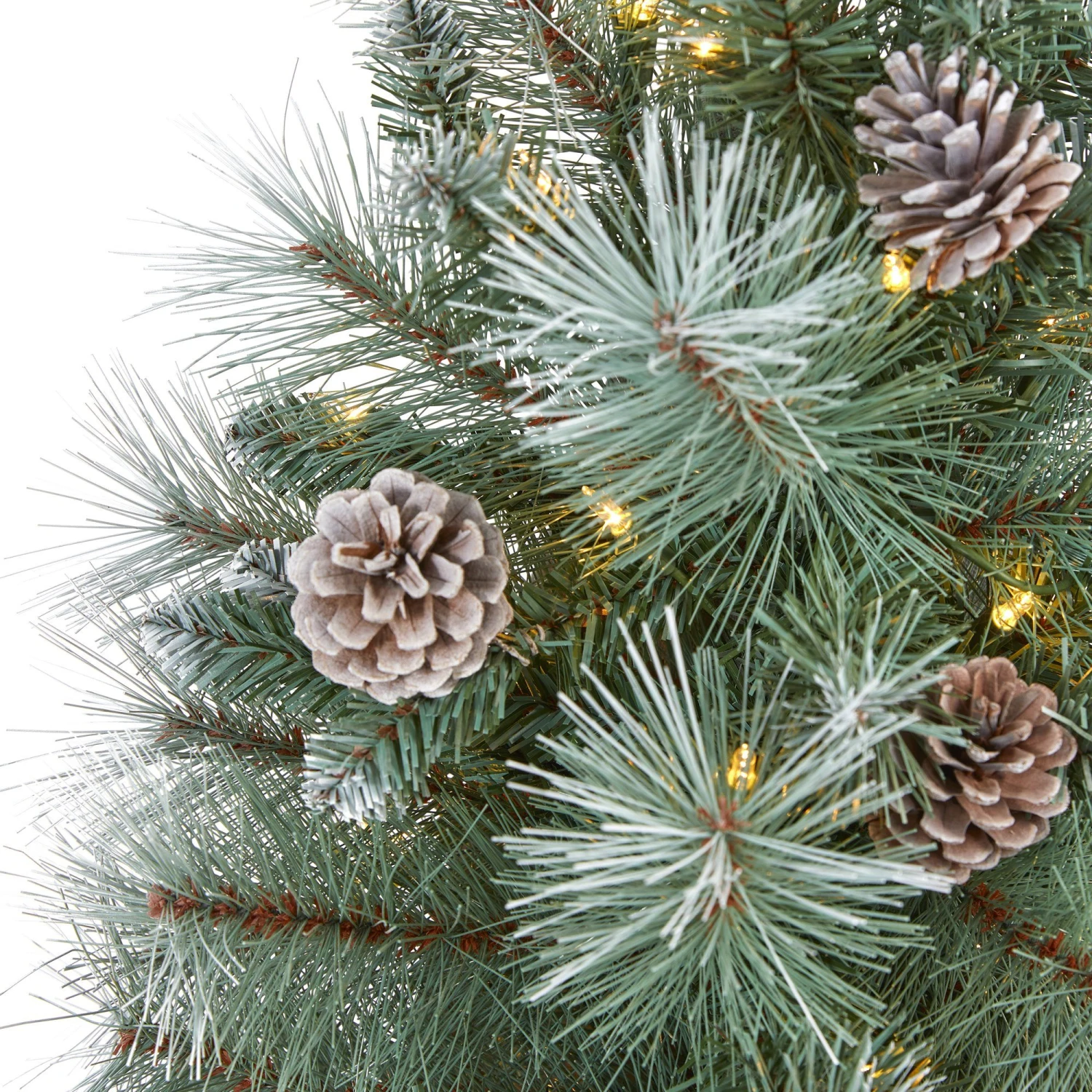 4’ Frosted Tip British Columbia Mountain Pine Artificial Christmas Tree With 100 Clear Lights, Pine Cones And 228 Bendable Branches 3 4’ Frosted Tip British Columbia Mountain Pine Artificial Christmas Tree With 100 Clear Lights, Pine Cones And 228 Bendable Branches - Image 3