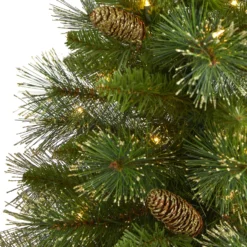 4’ Golden Tip Washington Pine Artificial Christmas Tree With 100 Clear Lights, Pine Cones And 336 Bendable Branches -Cheap Artificial Trees Store artificial 4 golden tip washington pine artificial christmas tree with 100 clear lights pine cones and 336 be nearly natural 671806