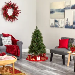 4’ Golden Tip Washington Pine Artificial Christmas Tree With 100 Clear Lights, Pine Cones And 336 Bendable Branches -Cheap Artificial Trees Store artificial 4 golden tip washington pine artificial christmas tree with 100 clear lights pine cones and 336 bendable branches nearly natural 986816