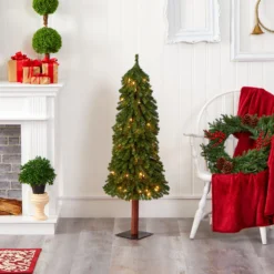 4’ Grand Alpine Artificial Christmas Tree With 100 Clear Lights And 361 Bendable Branches On Natural Trunk -Cheap Artificial Trees Store artificial 4 grand alpine artificial christmas tree with 100 clear lights and 361 bendable branches on natural trunk nearly natural 362218