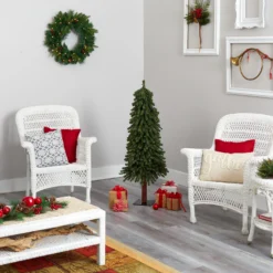 4’ Grand Alpine Artificial Christmas Tree With 100 Clear Lights And 361 Bendable Branches On Natural Trunk -Cheap Artificial Trees Store artificial 4 grand alpine artificial christmas tree with 100 clear lights and 361 bendable branches on natural trunk nearly natural 461669