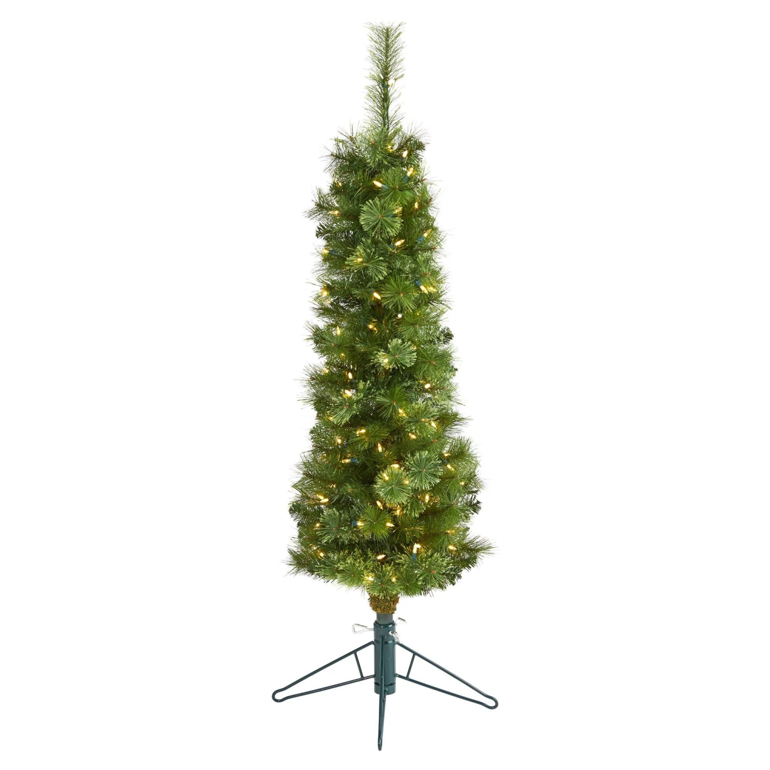 4' Green Pencil Artificial Christmas Tree With 100 Clear (Multifunction) LED Lights And 140 Bendable Branches 1 4' Green Pencil Artificial Christmas Tree With 100 Clear (Multifunction) LED Lights And 140 Bendable Branches