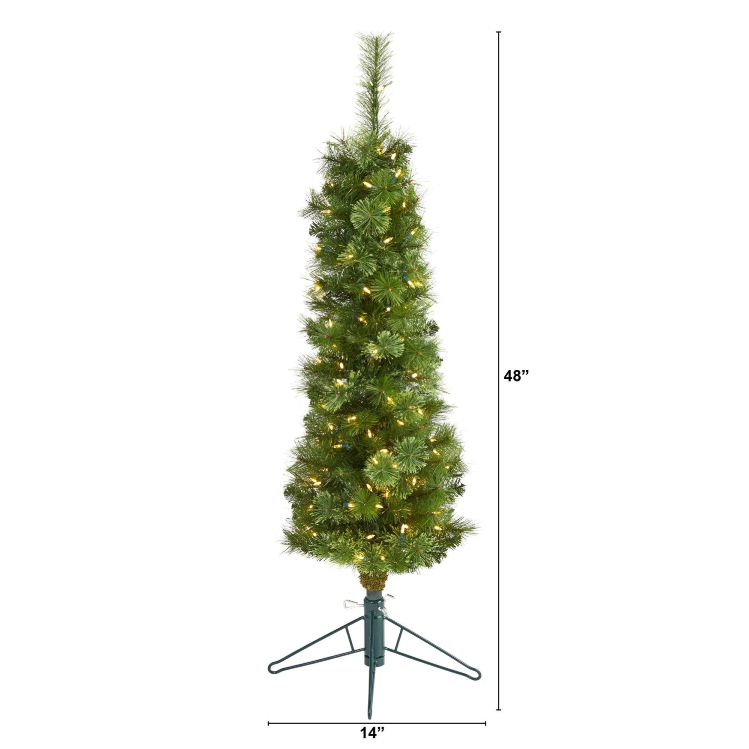 4' Green Pencil Artificial Christmas Tree With 100 Clear (Multifunction) LED Lights And 140 Bendable Branches 2 4' Green Pencil Artificial Christmas Tree With 100 Clear (Multifunction) LED Lights And 140 Bendable Branches - Image 2