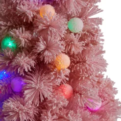 4’ Holiday Frosted Pink Cashmere Christmas Tree With 30 Jumbo Multicolored Globe LED Lights -Cheap Artificial Trees Store artificial 4 holiday frosted pink cashmere christmas tree with 30 jumbo multicolored globe led lights nearly natural 222778