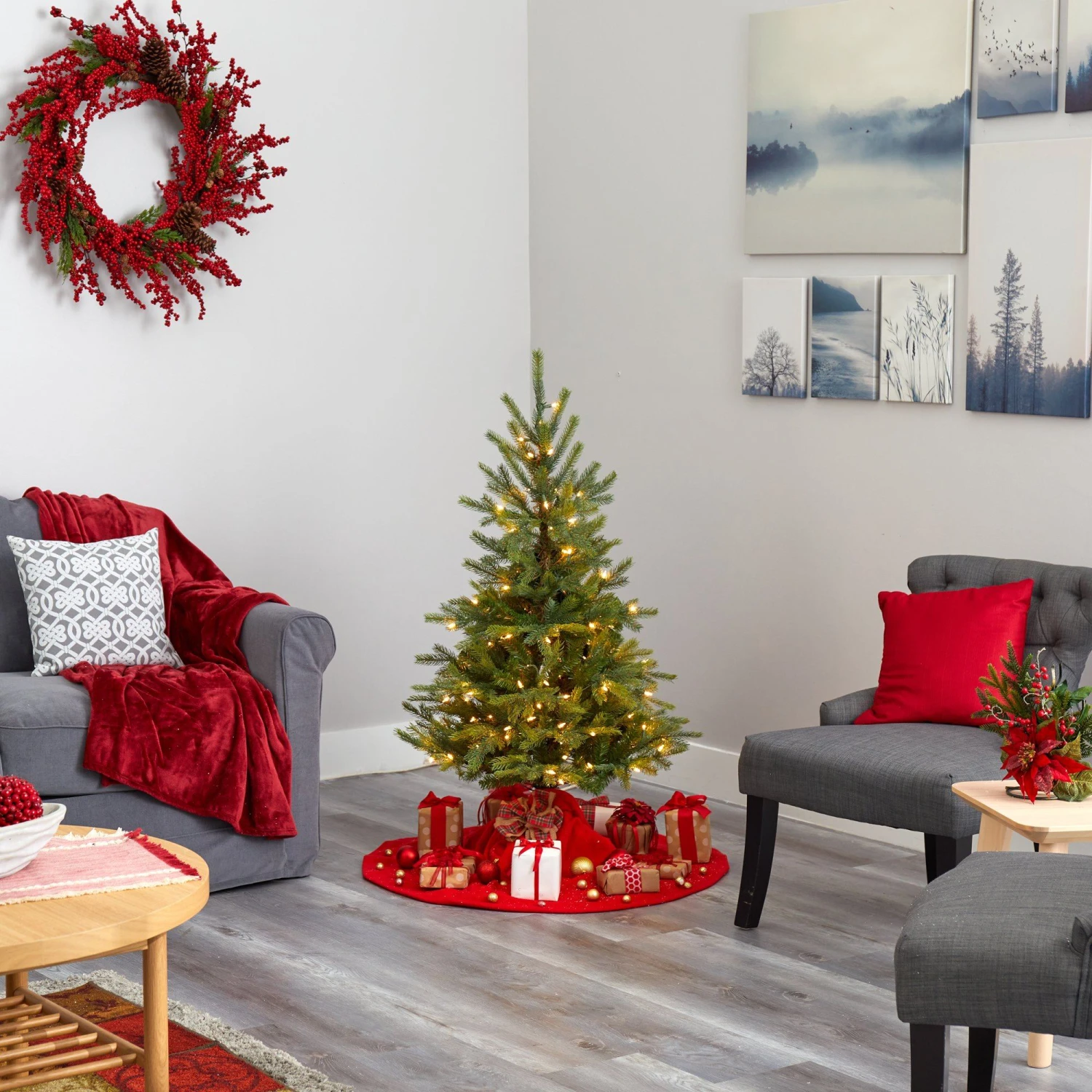 4’ North Carolina Spruce Artificial Christmas Tree With 100 Clear Lights And 207 Bendable Branches 6 4’ North Carolina Spruce Artificial Christmas Tree With 100 Clear Lights And 207 Bendable Branches - Image 6