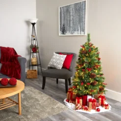 4’ Norway Mixed Pine Artificial Christmas Tree With 150 Clear LED Lights, Pine Cones And Berries -Cheap Artificial Trees Store artificial 4 norway mixed pine artificial christmas tree with 150 clear led lights pine cones and berries nearly natural 226747