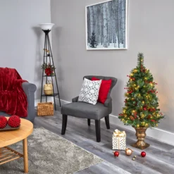 4’ Pine, Pinecone And Berries Artificial Christmas Tree With 100 Clear LED Lights In Decorative Urn -Cheap Artificial Trees Store artificial 4 pine pinecone and berries artificial christmas tree with 100 clear led lights in decorative urn nearly natural 682962