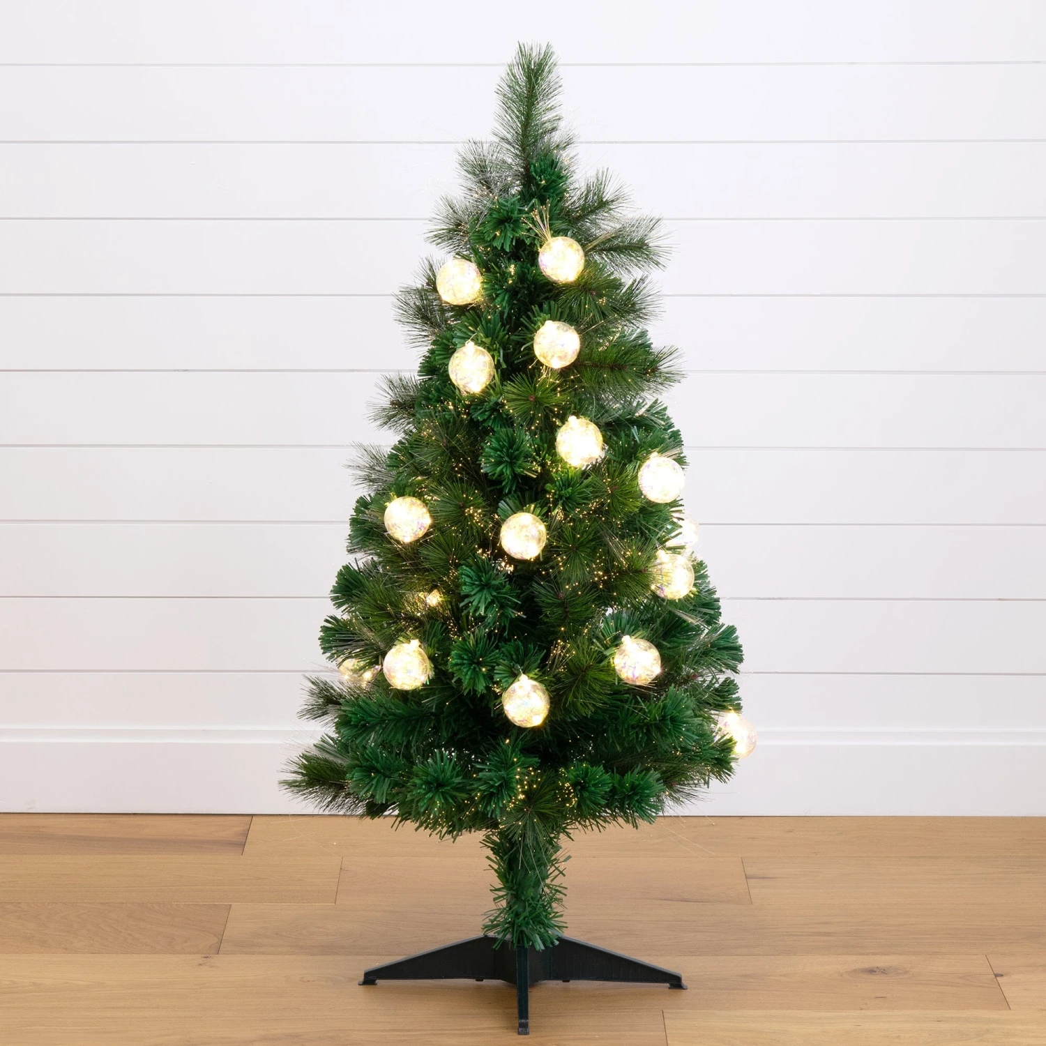 4' Pre-Lit Fiber Optic Artificial Christmas Tree With Mixed Tips And 37 LED Warm White Lights 2 4' Pre-Lit Fiber Optic Artificial Christmas Tree With Mixed Tips And 37 LED Warm White Lights - Image 2
