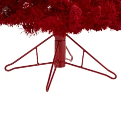 4' Red Flocked Fraser Fir Artificial Christmas Tree -Cheap Artificial Trees Store artificial 4 red flocked fraser fir artificial christmas tree with 100 red lights 14 globe bulbs and 270 bend nearly natural 993289