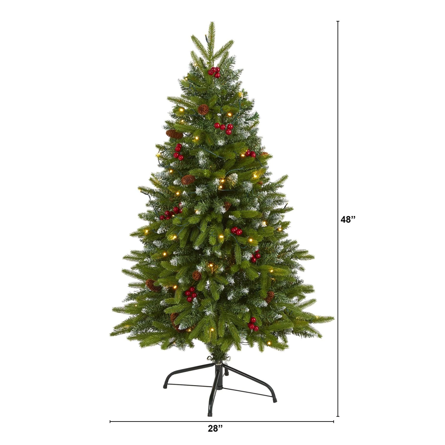 4' Snow Tipped Portland Spruce Artificial Christmas Tree With Frosted Berries And Pinecones With 100 Clear LED Lights 2 4' Snow Tipped Portland Spruce Artificial Christmas Tree With Frosted Berries And Pinecones With 100 Clear LED Lights - Image 2