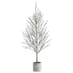 4’ Snowed Twig Artificial Christmas Tree In Decorative Planter