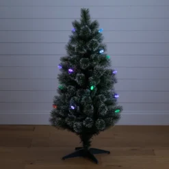 4' Snowy Pre-Lit Fiber Optic Artificial Christmas Tree With 40 Colorful LED Lights -Cheap Artificial Trees Store artificial 4 snowy pre lit fiber optic artificial christmas tree with 40 colorful led lights nearly natural 310017