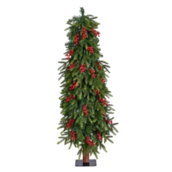 4’ Victoria Fir Christmas Tree -Cheap Artificial Trees Store artificial 4 victoria fir tree with 100 multi color multifunction led lights berries and 171 branches nearly natural 258390