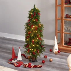 4’ Victoria Fir Christmas Tree -Cheap Artificial Trees Store artificial 4 victoria fir tree with 100 multi color multifunction led lights berries and 171 branches nearly natural 913180