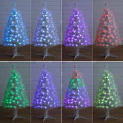 4' White Pre-Lit Fiber Optic Artificial Christmas Tree With 120 Colorful LED And Remote Control Show 18 4' White Pre-Lit Fiber Optic Artificial Christmas Tree With 120 Colorful LED And Remote Control Show -Cheap Artificial Trees Store artificial 4 white pre lit fiber optic artificial christmas tree with 120 colorful led and remote control show nearly natural 294302
