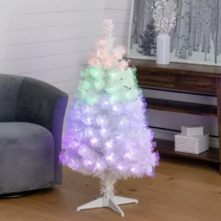 4' White Pre-Lit Fiber Optic Artificial Christmas Tree With 120 Colorful LED And Remote Control Show 19 4' White Pre-Lit Fiber Optic Artificial Christmas Tree With 120 Colorful LED And Remote Control Show -Cheap Artificial Trees Store artificial 4 white pre lit fiber optic artificial christmas tree with 120 colorful led and remote control show nearly natural 301401