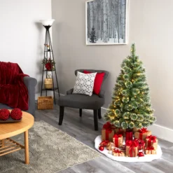 4’ Wisconsin Slim Snow Tip Pine Artificial Christmas Tree With 100 Clear LED Light -Cheap Artificial Trees Store artificial 4 wisconsin slim snow tip pine artificial christmas tree with 100 clear led light nearly natural 248637