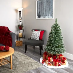 4’ Wisconsin Slim Snow Tip Pine Artificial Christmas Tree With 100 Clear LED Light -Cheap Artificial Trees Store artificial 4 wisconsin slim snow tip pine artificial christmas tree with 100 clear led light nearly natural 666412